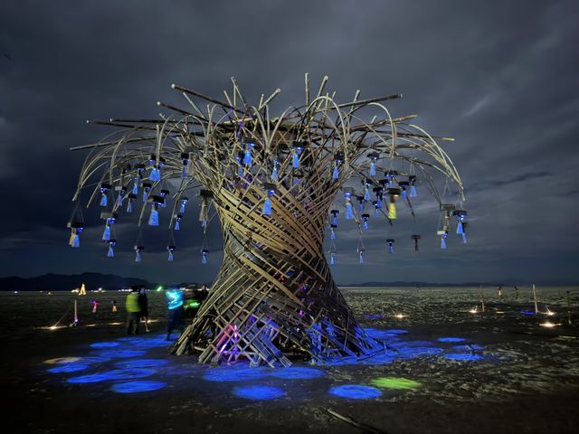 Pools of light on the playa.