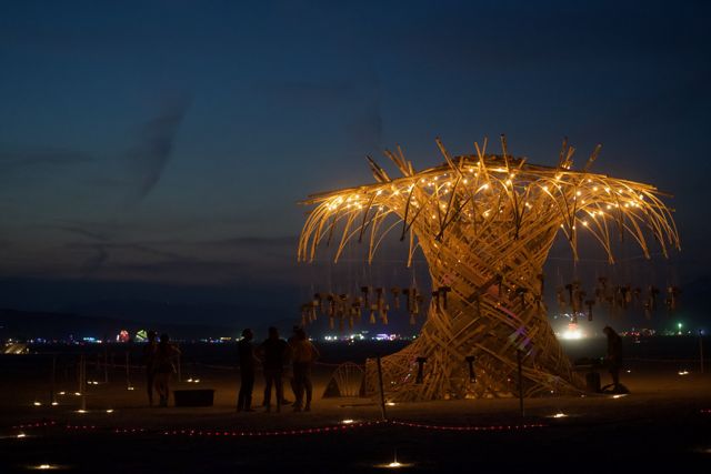 Lit up, and it holds the whole flat.